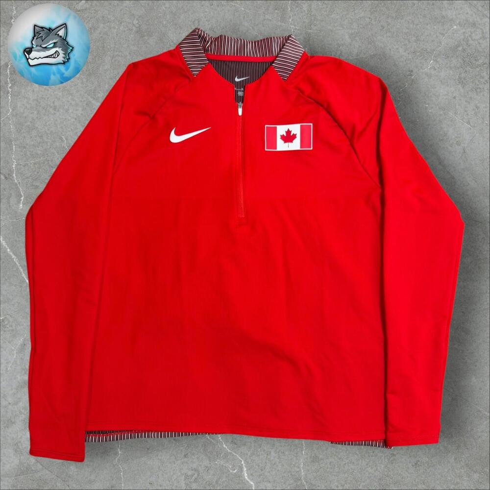 Nike Pro Elite Team CANADA Track & Field 1/4 Zip Top Red CI7833‎ WOMENS Size XL